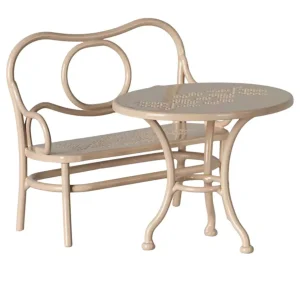 Table à café et banc - Rose Pâle - Maileg