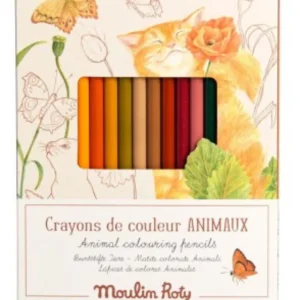 12 crayons de couleur & cartes - Le Jardinier -  Moulin Roty
