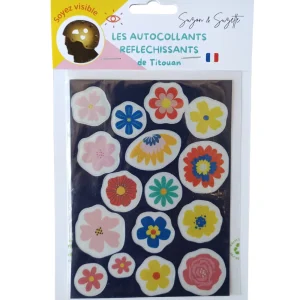 Suzon suzette -- autocollants réfléchissants flowers - plaquette de 16