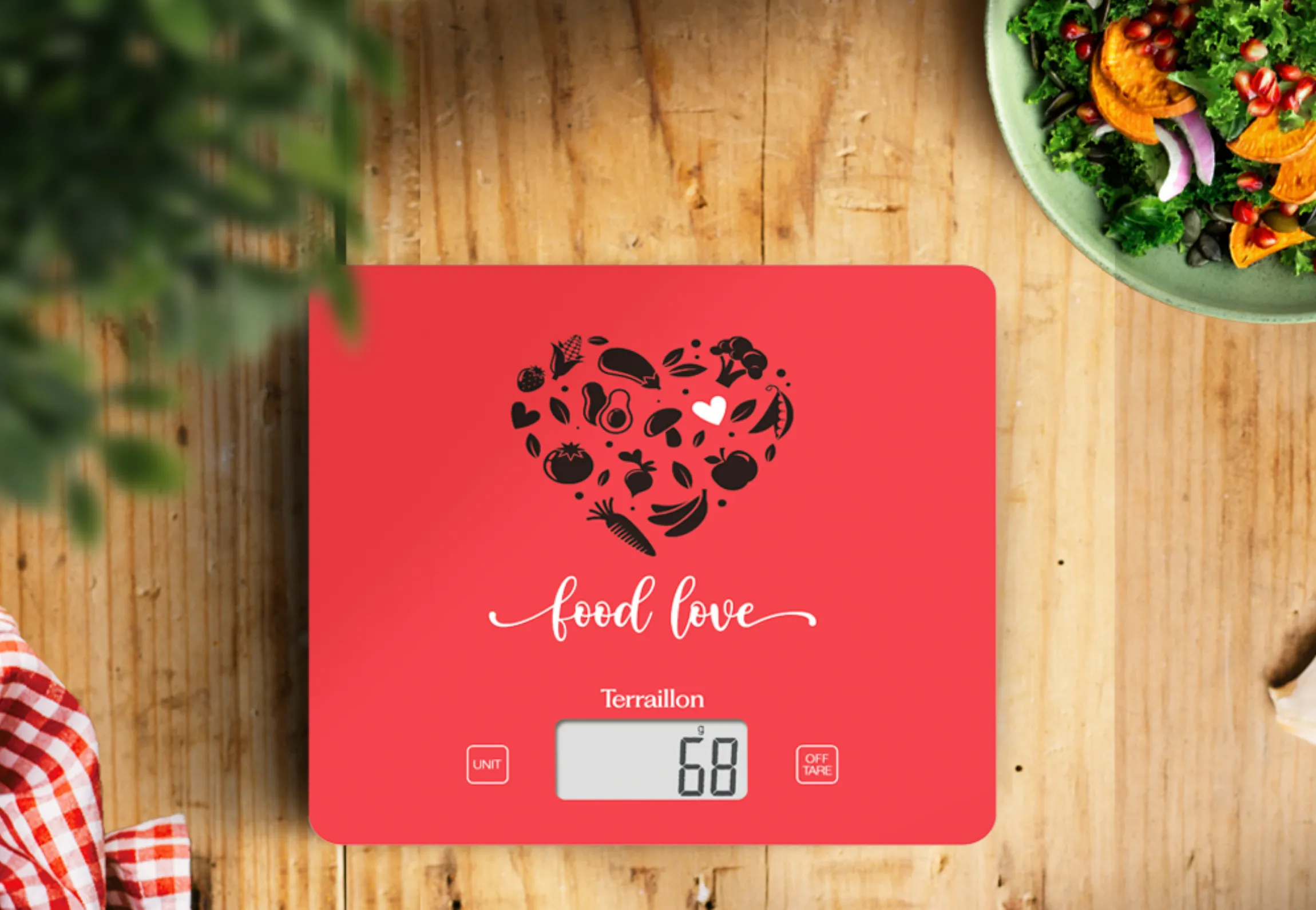 T1040 FOOD LOVE ROUGE - Balance de cuisine électronique – Image 3