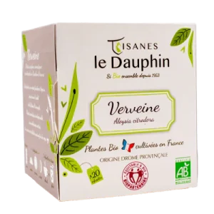 Tisanes Le Dauphin -- Infusion bio verveine origine drôme (origine France) - 20 infusettes