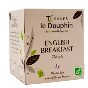 Tisanes Le Dauphin -- Thé noir bio english breakfast - 20 infusettes