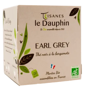 Tisanes Le Dauphin -- Thé noir bio earl grey - 20 infusettes